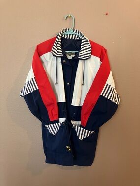 Out Brook Colorblock Windbreaker Jacket - Navy, Red & White